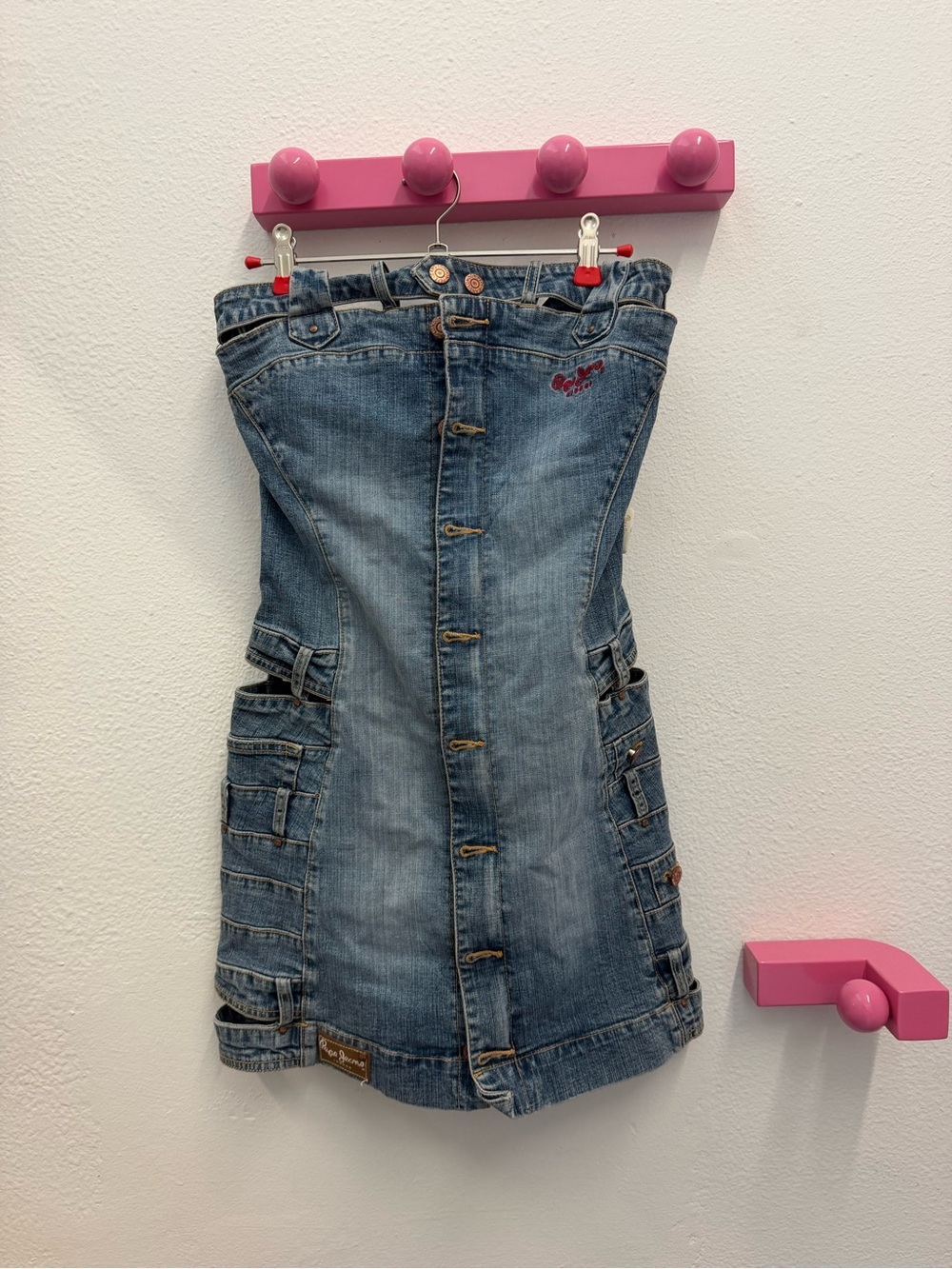 Pepe Jeans Vintage Denim Bodycon Strapless Dress